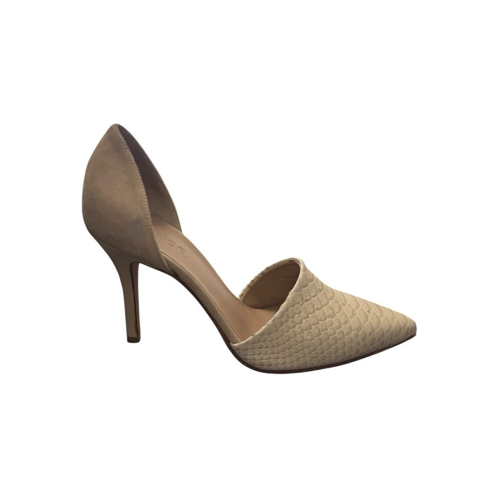 Vince‎ Pumps Women 7.5 Claire Python D'orsay Leather High Heels Neutral Beige